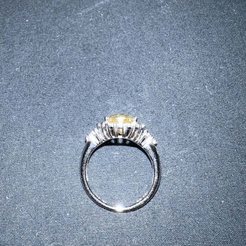Womans Canary Yellow Sterling Silver Ring Size 9.75 - Picture 5 of 12